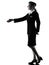 Stewardess cabin crew woman Handshaking isolated silhouette