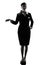 Stewardess cabin crew woman pointing showing isolated silhouette