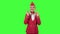 Stewardess crossed her fingers. Green screen