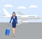 Stewardess Holding Suitcase. flying attendants ,air hostess , Vector illustration.Profession: stewardess.