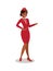 Stewardess in Red Uniform in Full Growth. Vector.