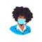 Stewardess in uniform wearing face mask to prevent coronavirus pandemic covid-19 quarantine concept