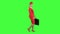 Stewardess walks with a briefcase in her hands. Green screen. Side view