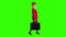 Stewardess walks with a briefcase in her hands. Green screen. Side view. Slow motion