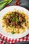 Stewed beef with tagliatelle pasta