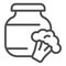 Stewed cabbage and broccoli line icon. Glass canned jar and cabbage outline style pictogram on white background