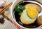 Stewed eggs or eggs and pork in brown sauce by Thai food and blu