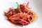 Stewed squid. Italian recipe, Italian cuisine
