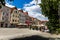 Steyr, Austria - July 10, 2019: Colorful buildings in Steyer city center