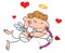 Stick Cupid With Bow And Arrow Flying With Heart