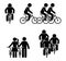 Stick figure bicycle race pictogram. Sport activity fitness icon.