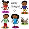 Stick figure black family