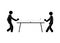 Stick figure boxing icon, boxers duel