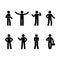 Stick figure business man standing set. Vector illustration of different human poses on white.