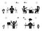 Stick figure business people icon set. Men and women sitting in office pictogram.