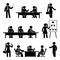 Stick figure business presentation icon set