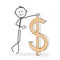 Stick Figure Cartoon - Stickman with a Dollar Icon.