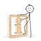 Stick Figure Cartoon - Stickman with an Information Icon.