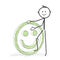 Stick Figure Cartoon - Stickman with a Positive Smiley Icon