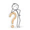 Stick Figure Cartoon - Stickman with a Question Mark Icon. Looking For Solutions.