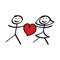 Stick figure couple in love