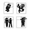 Stick figure different sleeping position set. Vector illustration of different dreaming couple poses icon symbol pictogram on.