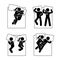 Stick figure different sleeping position set. Vector illustration of different dreaming couple poses icon symbol sign pictogram.