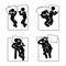 Stick figure different sleeping position set. Vector illustration of different dreaming couple poses icon symbol sign pictogram.