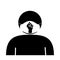 Stick Figure Face Mask with BLM Fist. Black and White Icon Depicting Stick Figure Person Wearing Facial Covering with Black Lives