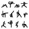 Stick figure girl basic yoga position set