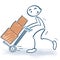Stick figure with hand truck and packages