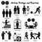 Stick figure human people man action, feelings, and emotions icons alphabet C.