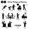 Stick figure human people man action, feelings, and emotions icons alphabet D.