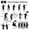 Stick figure human people man action, feelings, and emotions icons alphabet D.