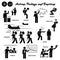 Stick figure human people man action, feelings, and emotions icons alphabet D.