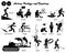 Stick figure human people man action, feelings, and emotions icons alphabet D.