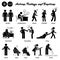 Stick figure human people man action, feelings, and emotions icons alphabet D.