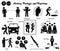 Stick figure human people man action, feelings, and emotions icons alphabet D.