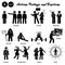 Stick figure human people man action, feelings, and emotions icons alphabet E.