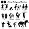 Stick figure human people man action, feelings, and emotions icons alphabet G.