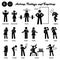 Stick figure human people man action, feelings, and emotions icons alphabet G.