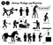 Stick figure human people man action, feelings, and emotions icons alphabet H.
