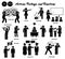 Stick figure human people man action, feelings, and emotions icons alphabet I.