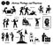 Stick figure human people man action, feelings, and emotions icons alphabet I.