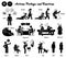 Stick figure human people man action, feelings, and emotions icons alphabet N.