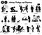 Stick figure human people man action, feelings, and emotions icons alphabet O