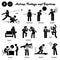 Stick figure human people man action, feelings, and emotions icons alphabet P.