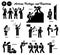 Stick figure human people man action, feelings, and emotions icons alphabet R.