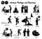 Stick figure human people man action, feelings, and emotions icons alphabet R.