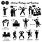 Stick figure human people man action, feelings, and emotions icons starting with alphabet A.